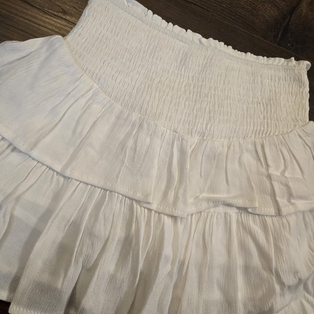 Hayden Girl's Smocked White Ruffle Tiered Mini Skirt Size Small
